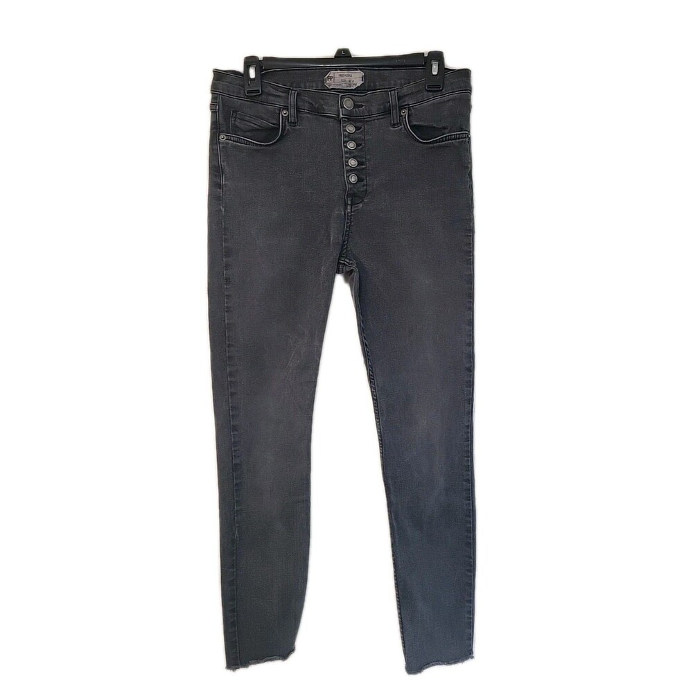 We The Free Free People Womens High Rise Button Fly Jeans Sz 27 Skinny